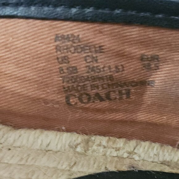 COACH Rhodelle Black Leather Espadrille Flat Loafer Shoes Black Sz  8.5B - Picture 10 of 11